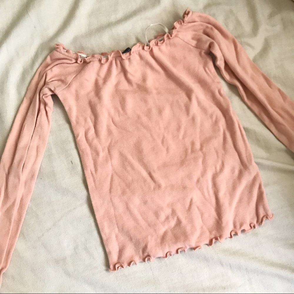 pastel pink lettuce off shoulder
